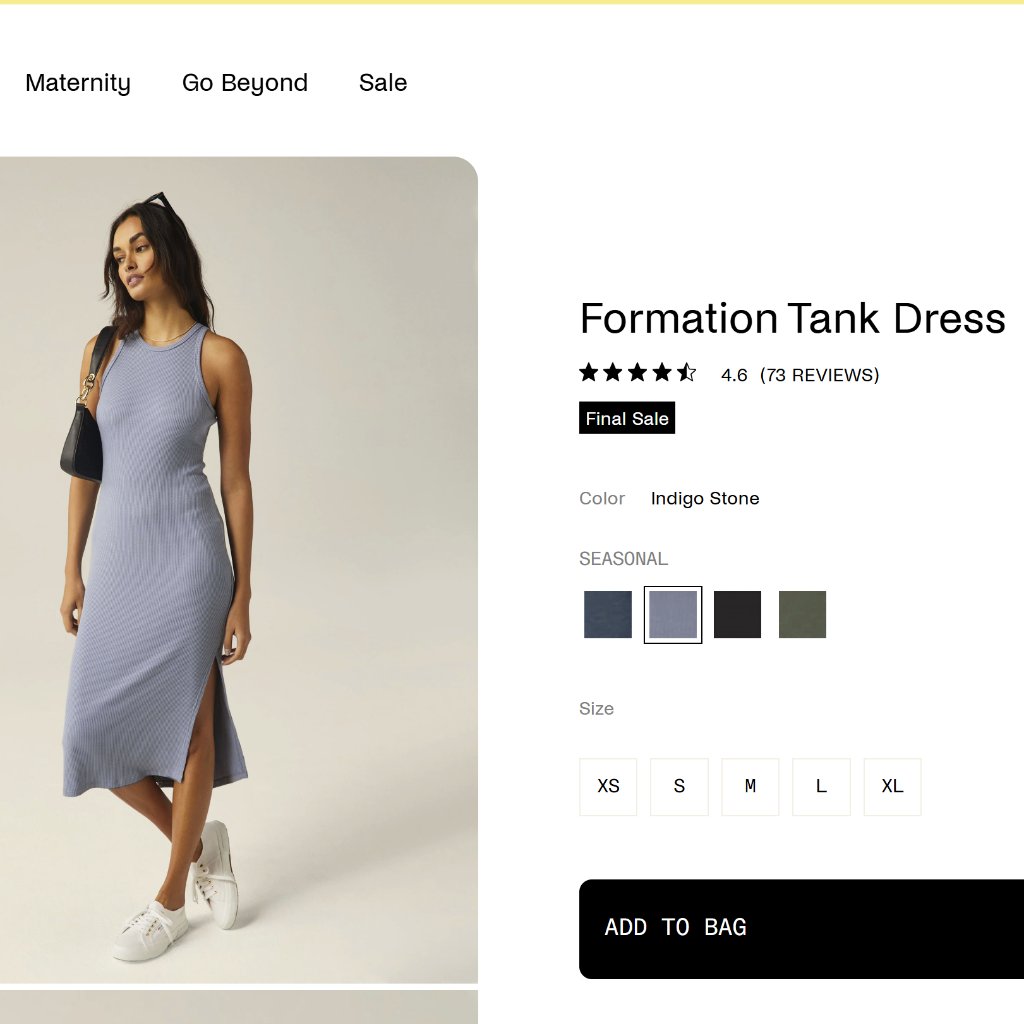 Brand New Beyond Yoga Formation Tank Dress
